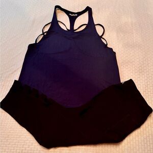 Kiava 2pc Active Set Womens L Black Strappy Racerback Tank + Capri Leggings